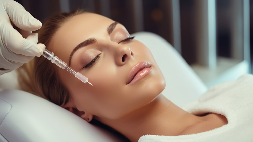 patient woman receiving a dermal filler injection patient woman receiving a dermal filler injection